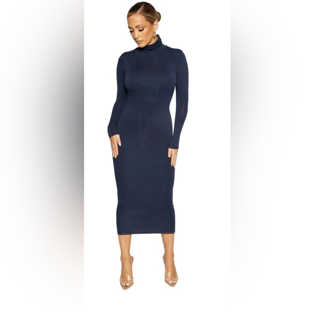 NWOT’S NAKED WARDROBE LONG SLEEVE MIDI/MAXI MOCK NECK DRESS! - Picture 4 of 7